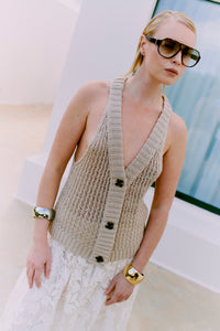 CMLINDA - STRIKKET VEST I BEIGE