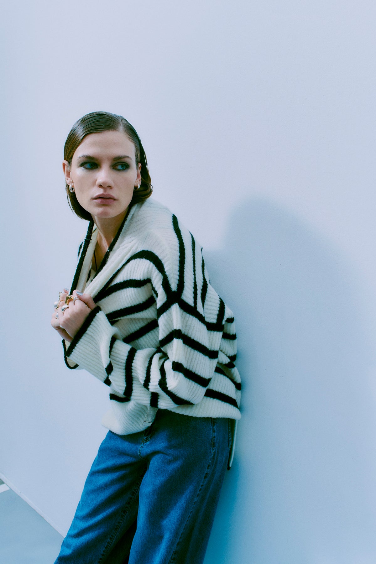 CMBIANCA - STRIBET PULLOVER I SORT OG HVID