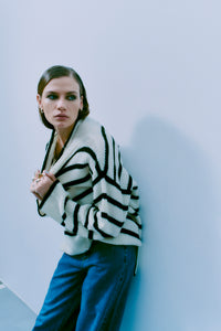 CMBIANCA - STRIBET PULLOVER I SORT OG HVID