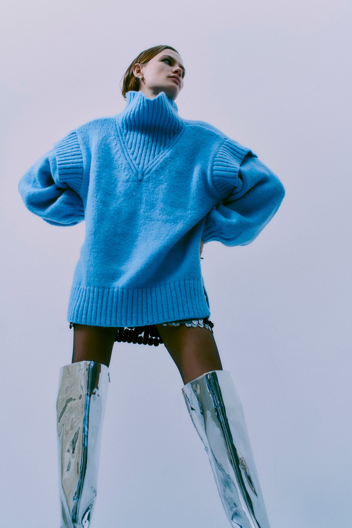 CMANDREA - STRIKKET PULLOVER I BLÅ