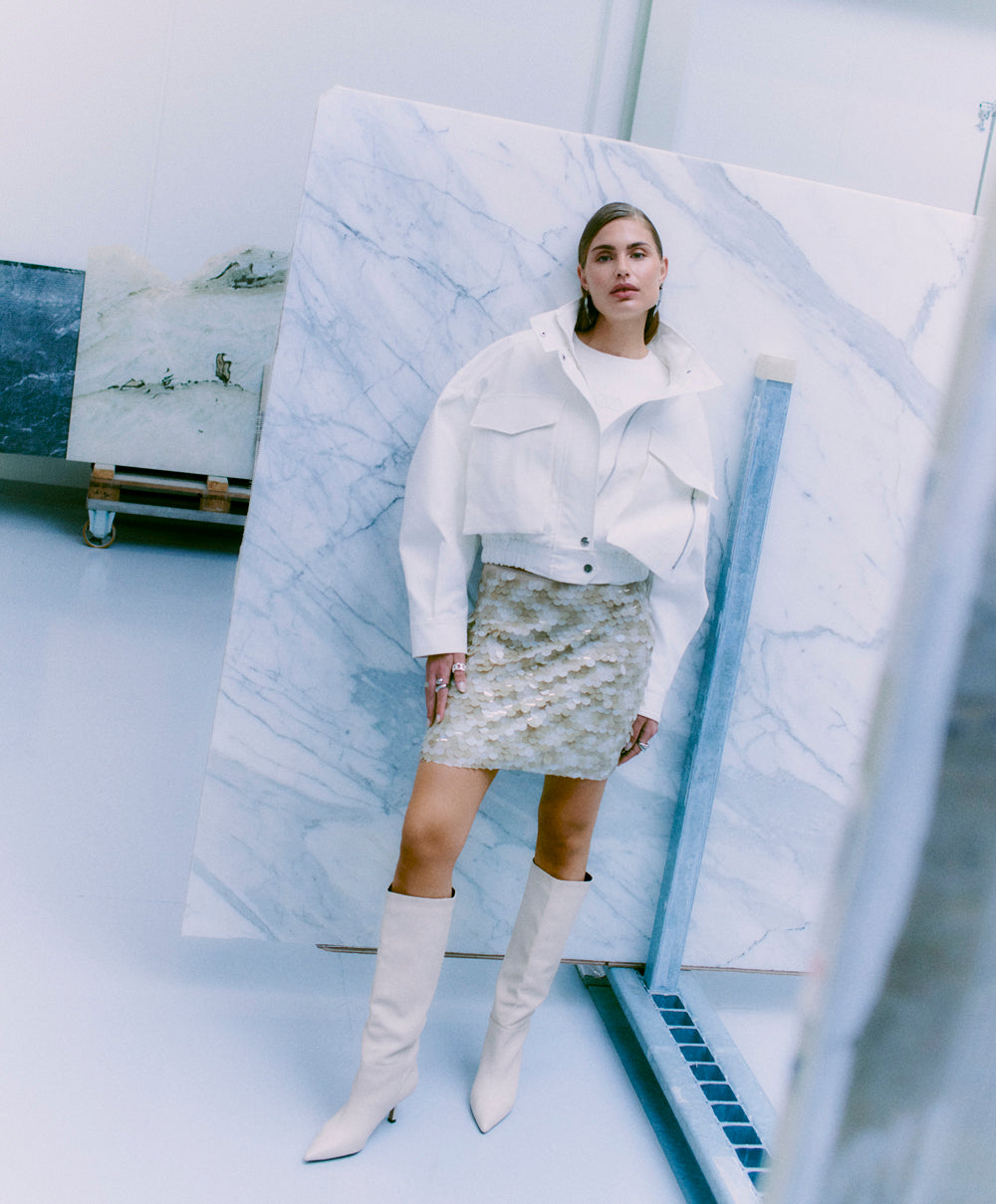 CMSEQUINCE - NEDERDEL MED PAILLETTER I BEIGE