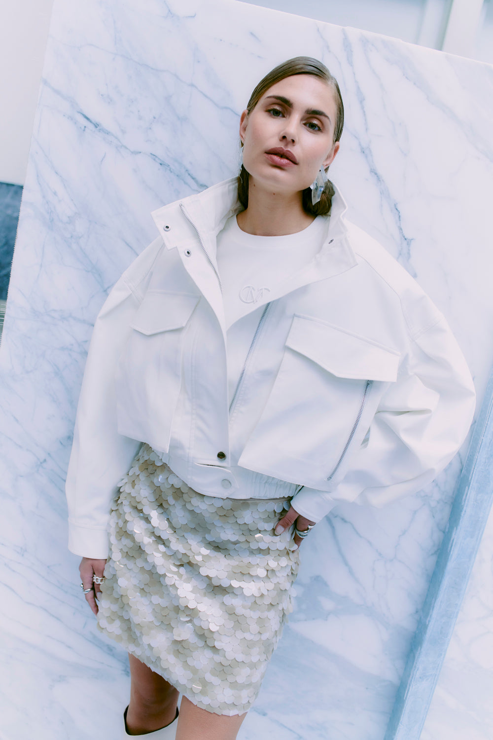 CMSEQUINCE - NEDERDEL MED PAILLETTER I BEIGE