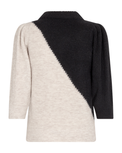 CMIBRA - STRIKKET MONOCHROME PULLOVER I GRÅ