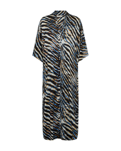 CMMERRYSHINE - KAFTAN KJOLE MED PRINT I BLÅ