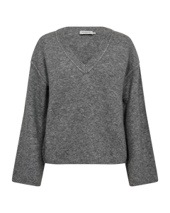CMIBRA - FINSTRIKKET PULLOVER I GRÅ