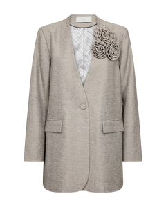 CMCILLY - BLAZER MED AFTAGELIG ROSETTE I BEIGE
