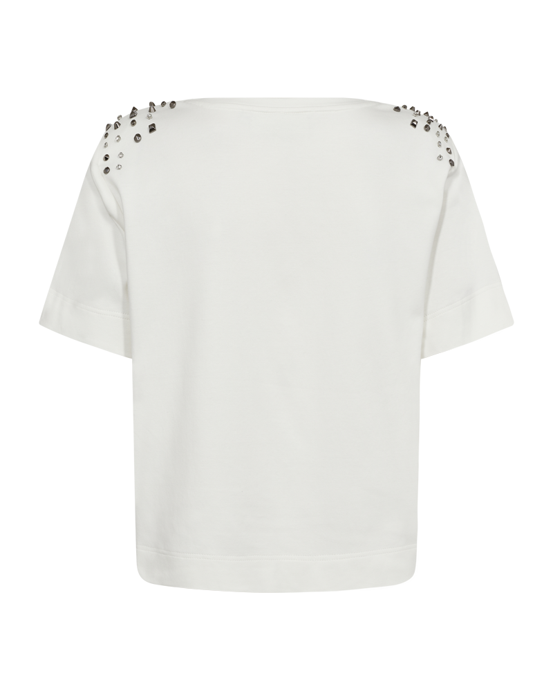 CMMUSE - T-SHIRT MED SKULDERPUDER I RÅHVID