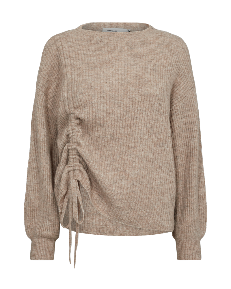 CMIBRA - STRIKTRØJE MED RYNKEDETALJE I BEIGE