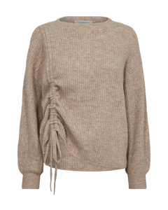 CMIBRA - STRIKTRØJE MED RYNKEDETALJE I BEIGE