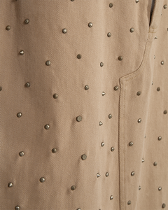 CMMETEOR - LANG DENIMNEDERDEL MED NITTER I BEIGE
