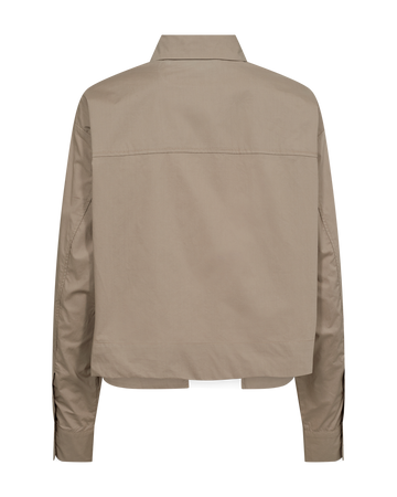 CMBLUR - KORT SKJORTE MED LOGODETALJE I BEIGE