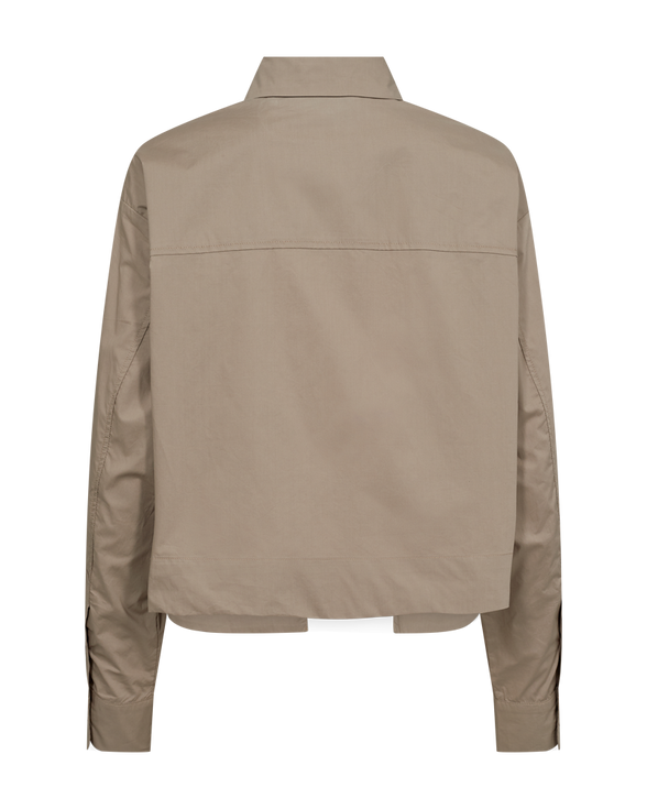 CMBLUR - KORT SKJORTE MED LOGODETALJE I BEIGE