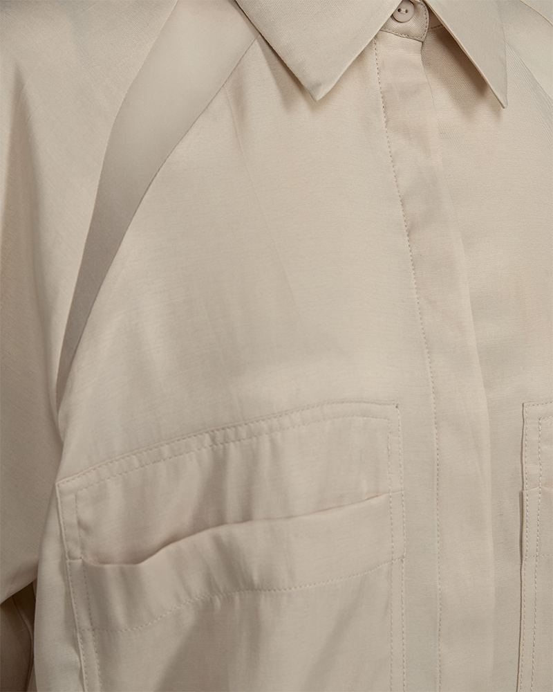 CMSILA - SKJORTE MED MESH-DETALJER I BEIGE