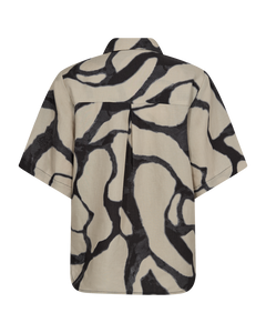 CMNATU - SKJORTE MED PRINT I BEIGE OG SORT