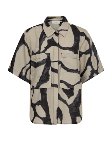 CMNATU - SKJORTE MED PRINT I BEIGE OG SORT