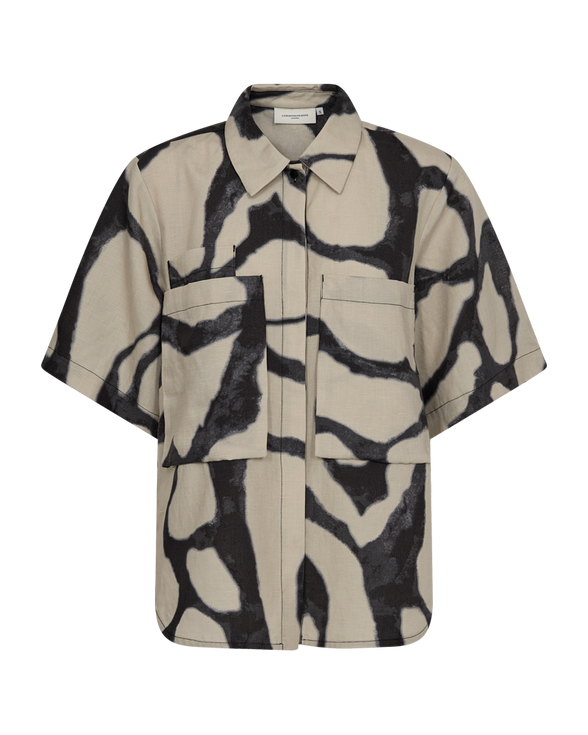 CMNATU - SKJORTE MED PRINT I BEIGE OG SORT