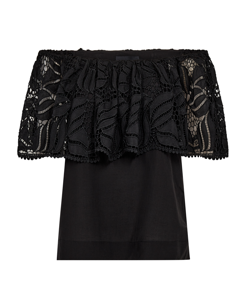 CMMOLLY - OFF-SHOULDER BLUSE I SORT