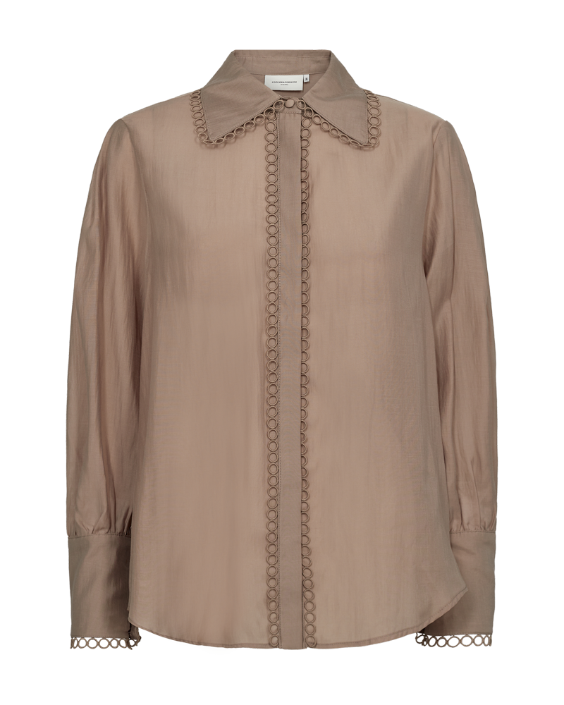 CMMOLLY - SKJORTE MED BLONDEDETALJER I BEIGE