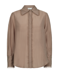 CMMOLLY - SKJORTE MED BLONDEDETALJER I BEIGE