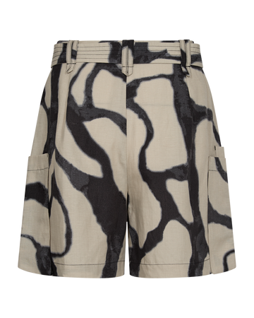 CMNATU - HØJTALJEDE SHORTS I BEIGE OG SORT