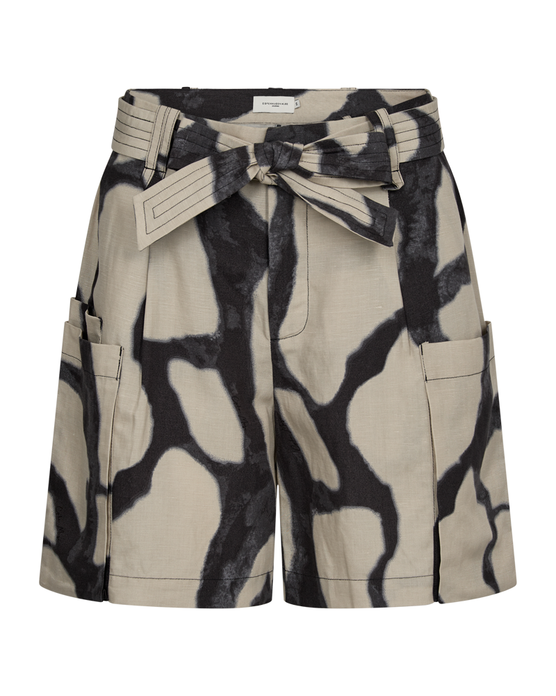 CMNATU - HØJTALJEDE SHORTS I BEIGE OG SORT