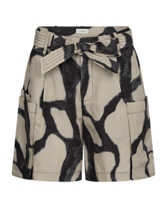 CMNATU - HØJTALJEDE SHORTS I BEIGE OG SORT
