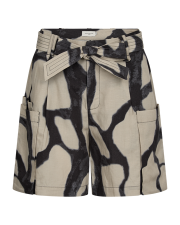 CMNATU - HØJTALJEDE SHORTS I BEIGE OG SORT