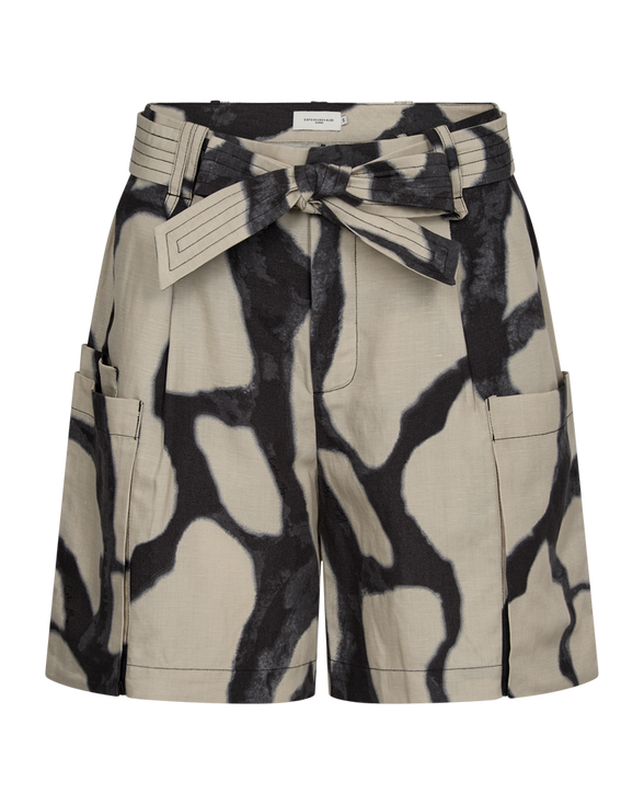 CMNATU - HØJTALJEDE SHORTS I BEIGE OG SORT