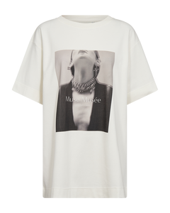 CMMUSE - LANG T-SHIRT MED PRINT I RÅHVID