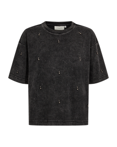 CMMUSE - T-SHIRT MED PERLER I SORT