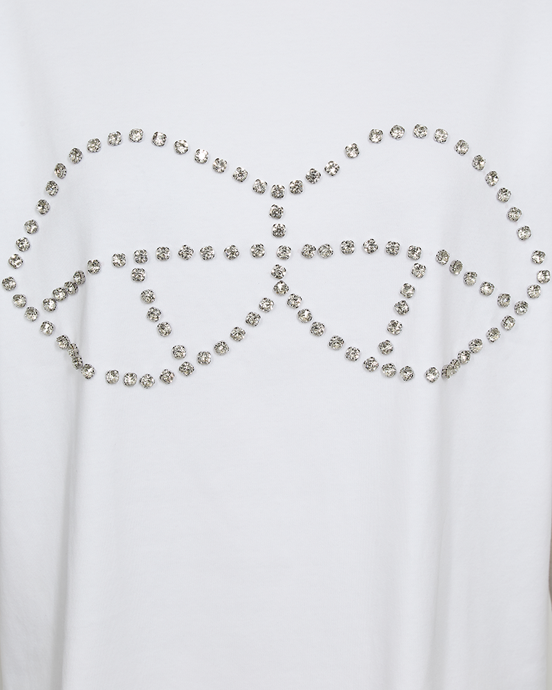 CMMUSE - T-SHIRT MED SIMILISTEN I HVID