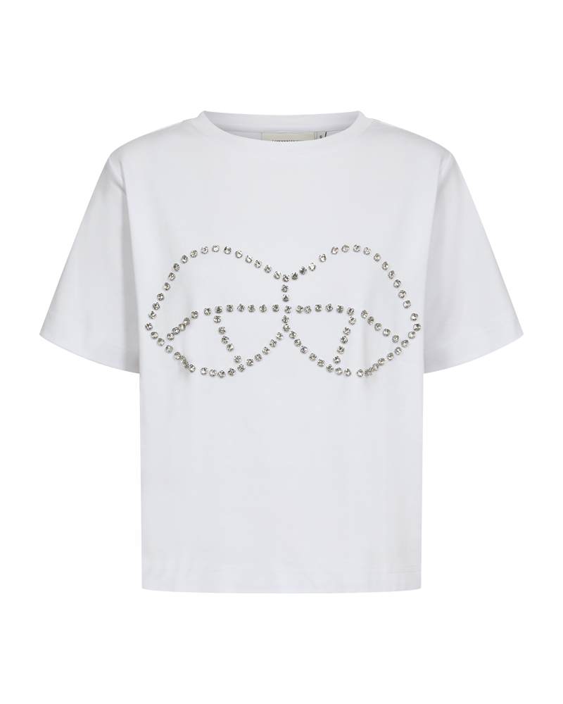 CMMUSE - T-SHIRT MED SIMILISTEN I HVID