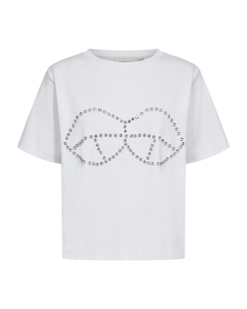 CMMUSE - T-SHIRT MED SIMILISTEN I HVID