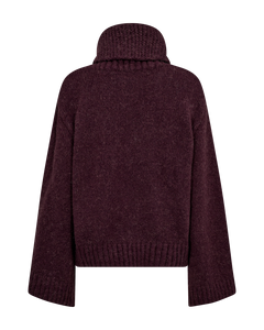 CMANDREA - STRIKKET PULLOVER MED AFTAGELIG RULLEKRAVE I RØD