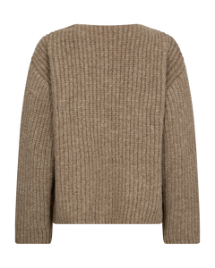 CMANDREA - RIBSTRIKKET PULLOVER I BEIGE