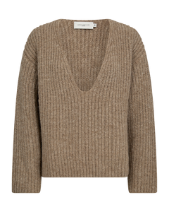 CMANDREA - RIBSTRIKKET PULLOVER I BEIGE