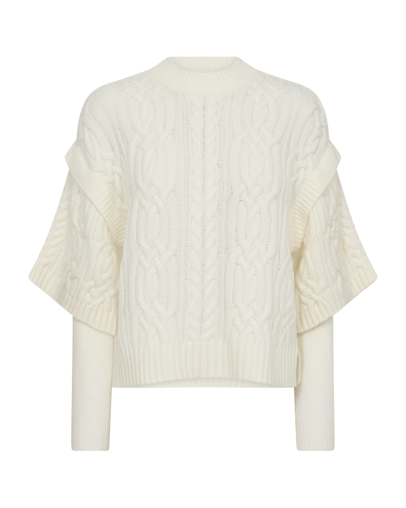 CMYARI - STRIKKET PULLOVER I HVID