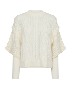 CMYARI - STRIKKET PULLOVER I HVID
