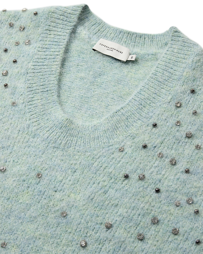 CMMARNI - PULLOVER MED SIMILISTEN I GRØN