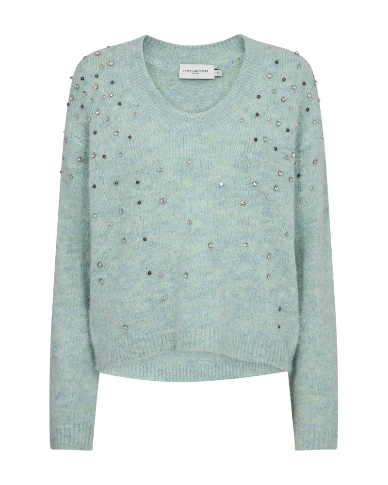 CMMARNI - PULLOVER MED SIMILISTEN I GRØN