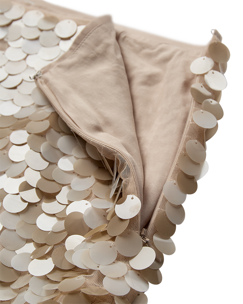 CMSEQUINCE - NEDERDEL MED PAILLETTER I BEIGE
