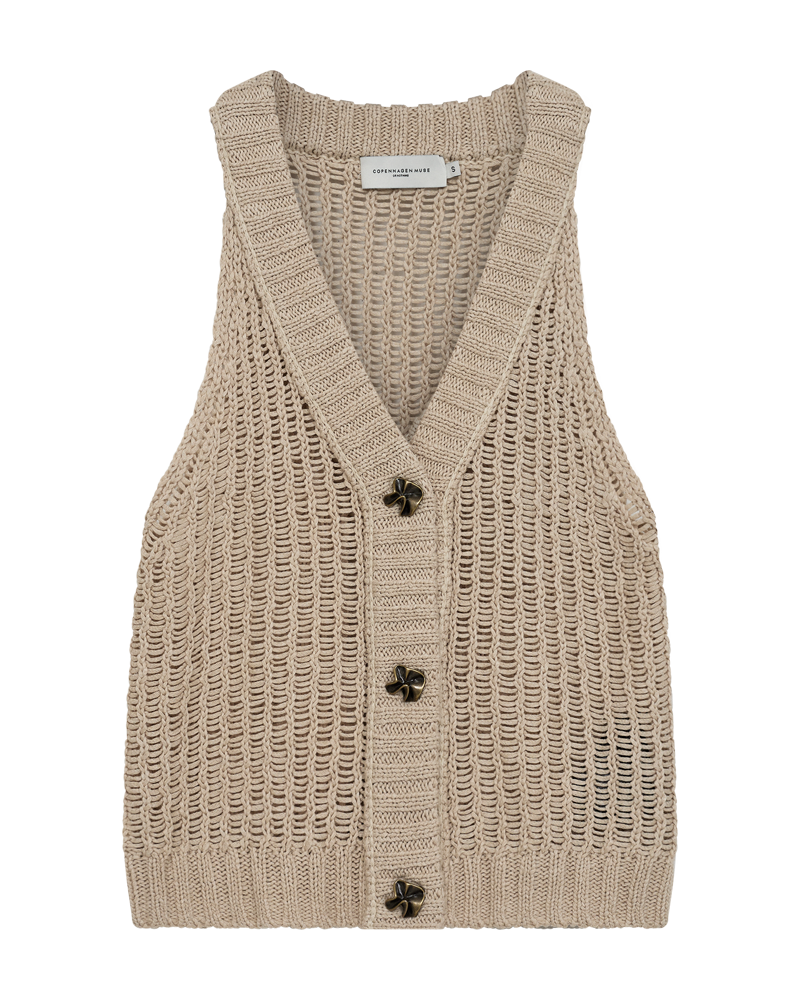 CMLINDA - STRIKKET VEST I BEIGE