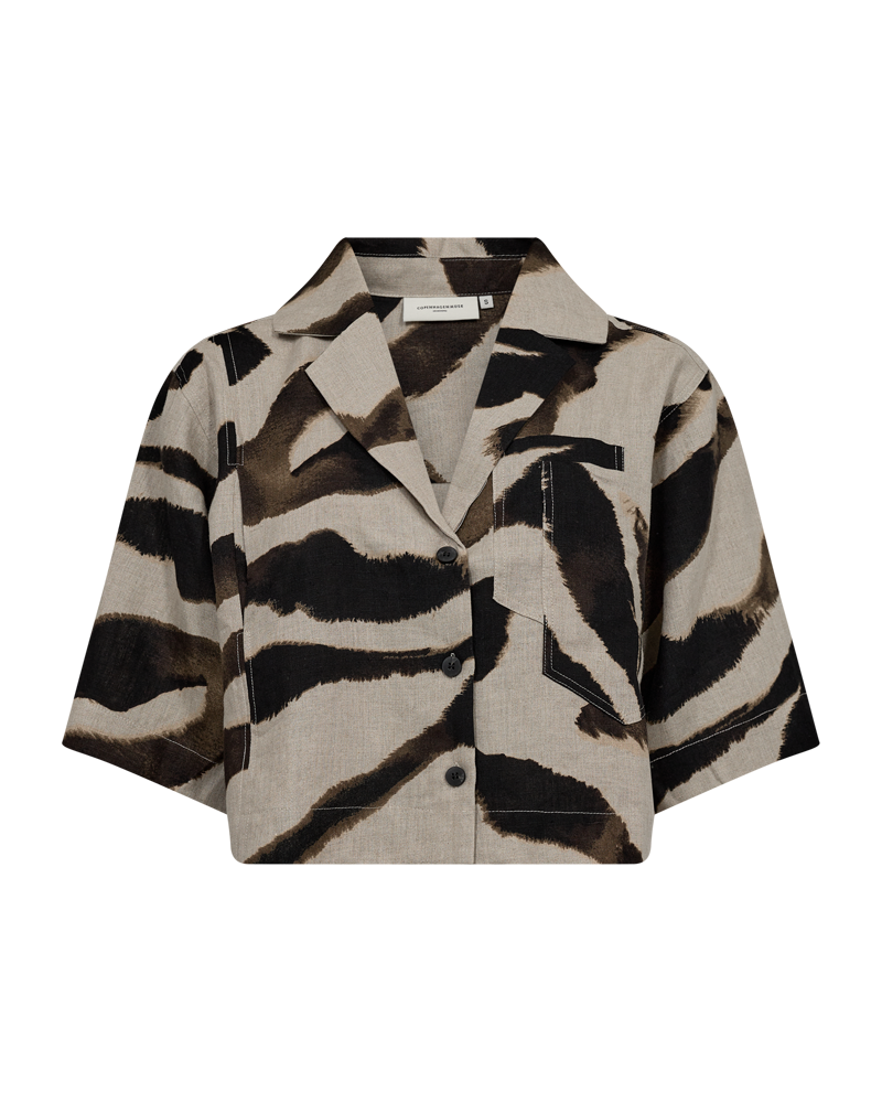 CMNATULI - KORT SKJORTE I BEIGE OG SORT