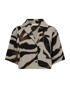 CMNATULI - KORT SKJORTE I BEIGE OG SORT