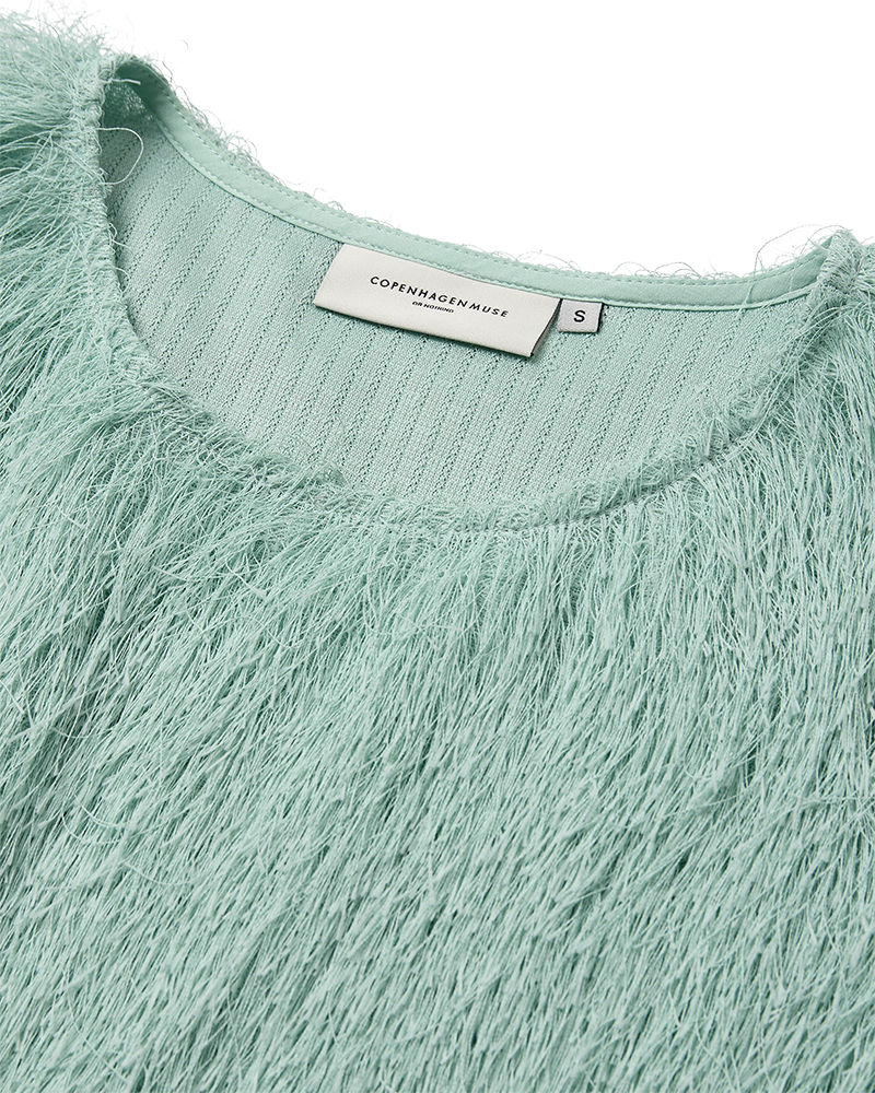 CMFALLON - T-SHIRT MED FRYNSER I GRØN