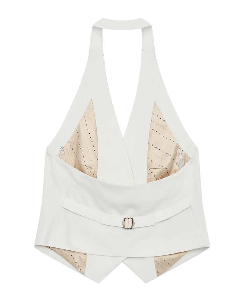CMTAILOR - VEST MED HALTERNECK I HVID