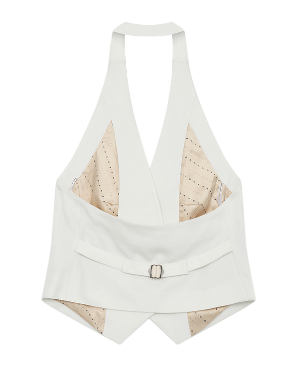 CMTAILOR - VEST MED HALTERNECK I HVID