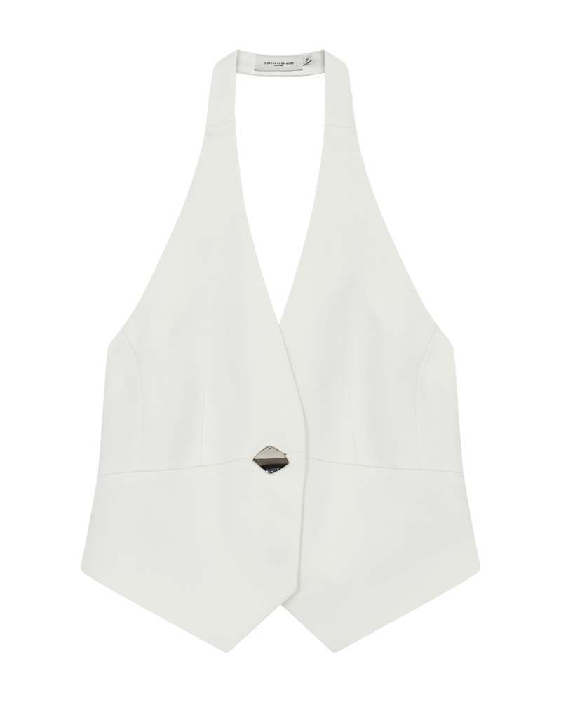 CMTAILOR - VEST MED HALTERNECK I HVID