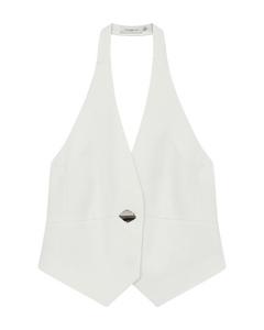 CMTAILOR - VEST MED HALTERNECK I HVID