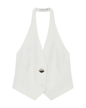 CMTAILOR - VEST MED HALTERNECK I HVID
